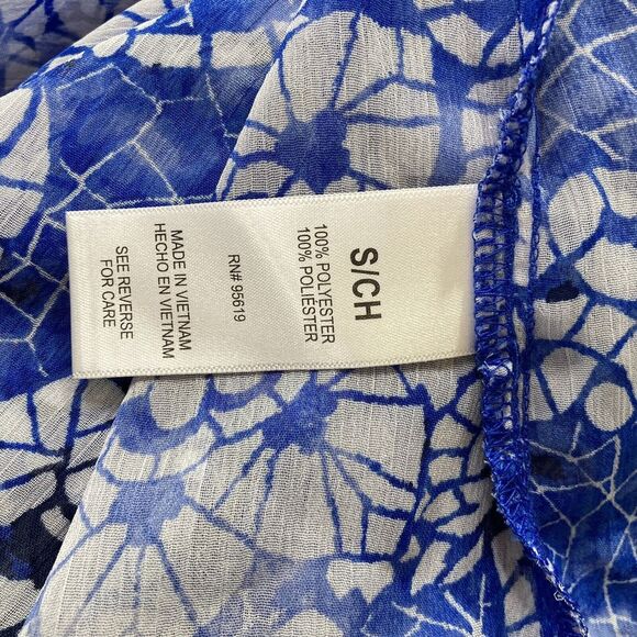 Fever Tunic Womens Small Blue White Floral Sleeveless Shirt Flowing‎ Hem NEW - Picture 10 of 11